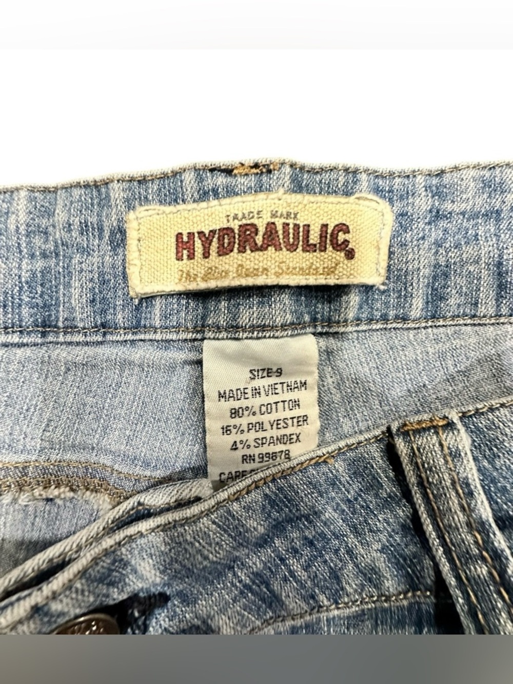 Y2K Micro Mini Jean Skirt Women’s Blue Denim Hydraulic Cotton Blend Stretch Sz 9 - Picture 4 of 6